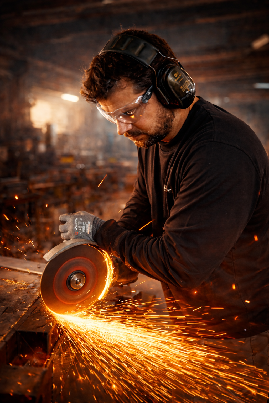 Mitarbeiter mit Schutzbrille im industriellen Umfeld